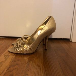 Sergio Zelcer gold strapped heels